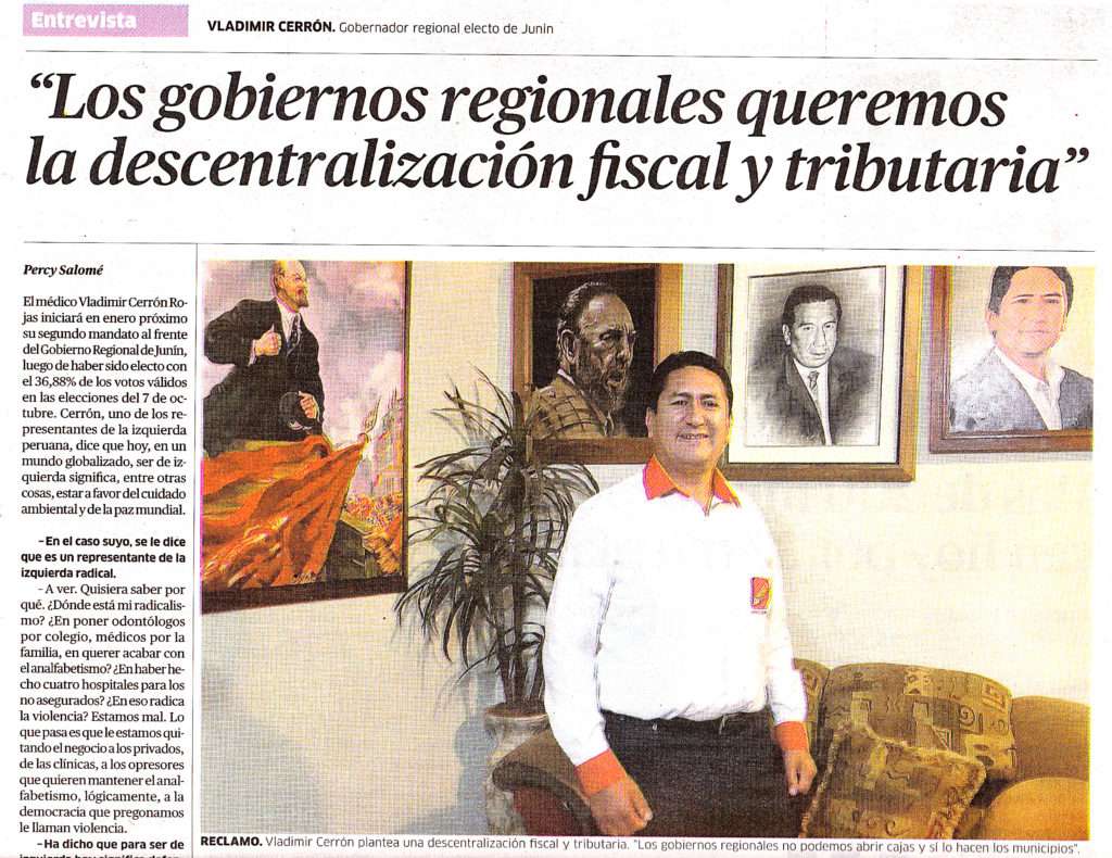 Entrevista a Vladimir Cerrón: A usted se le dice que es un izquierdista radical – La República